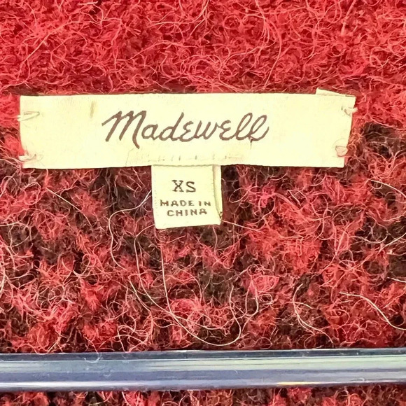 Madewell Alpaca Merino Wool Burgundy Animal Print Open Front Cardigan Oversized - Picture 6 of 6